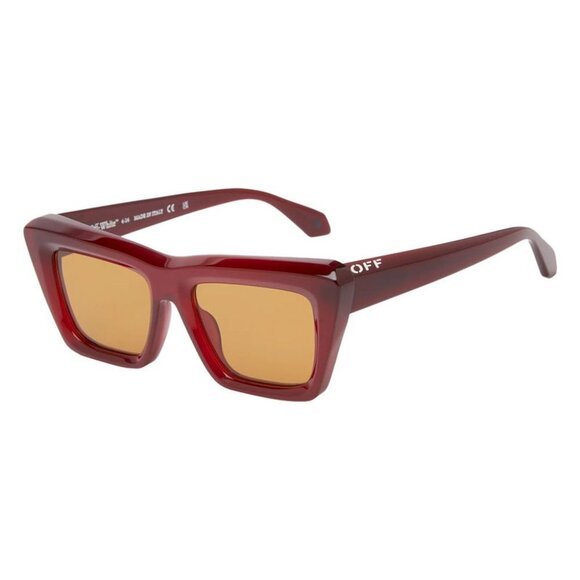NEW OFF-WHITE SUNGLASSES OERI13L OFF-WHITE HAMPTON 2862 BURGUNDY/CAMEL - Picture 1 of 3